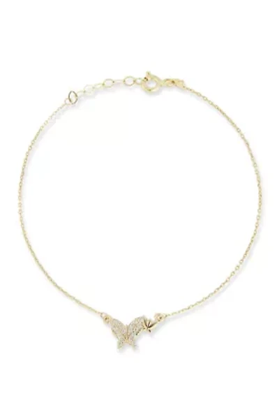 14K Gold Diamond Double Butterfly Bracelet