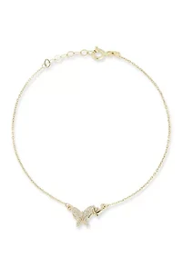 14K Gold Diamond Double Butterfly Bracelet