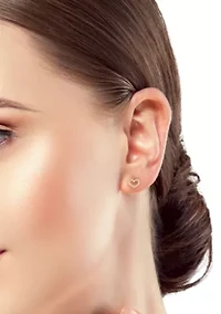 14K Gold Open Heart Stud Earrings, Made in Italy