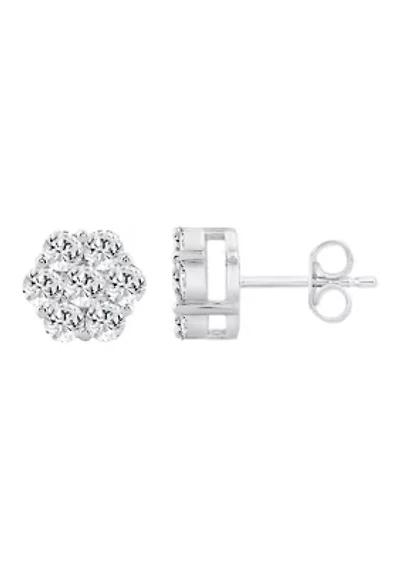 Lab Created 2 ct Lab Grown Diamond Flower Earring in Silver