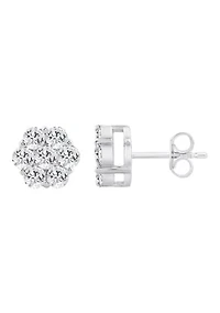 Lab Created 2 ct Lab Grown Diamond Flower Earring in Silver