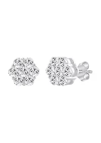 Lab Created 2 ct Lab Grown Diamond Flower Earring in Silver