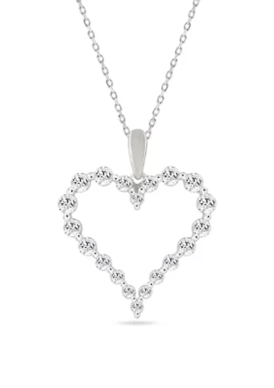 Lab Created 0.50 ct Lab Grown Diamond Heart Pendant in Silver