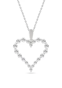Lab Created 0.50 ct Lab Grown Diamond Heart Pendant in Silver