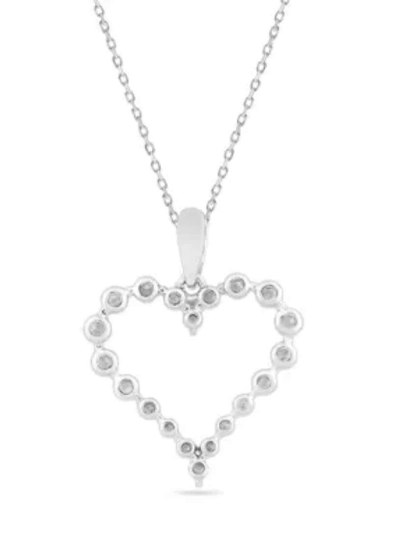 Lab Created 0.50 ct Lab Grown Diamond Heart Pendant in Silver