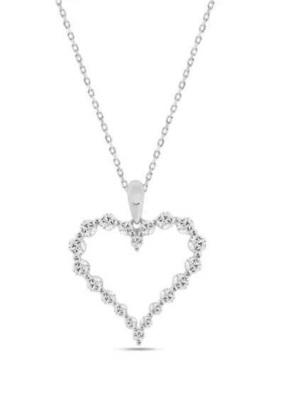 Lab Created 0.75 ct Lab Grown Diamond Heart Pendant in Silver