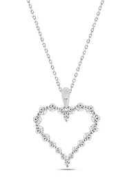 Lab Created 0.75 ct Lab Grown Diamond Heart Pendant in Silver