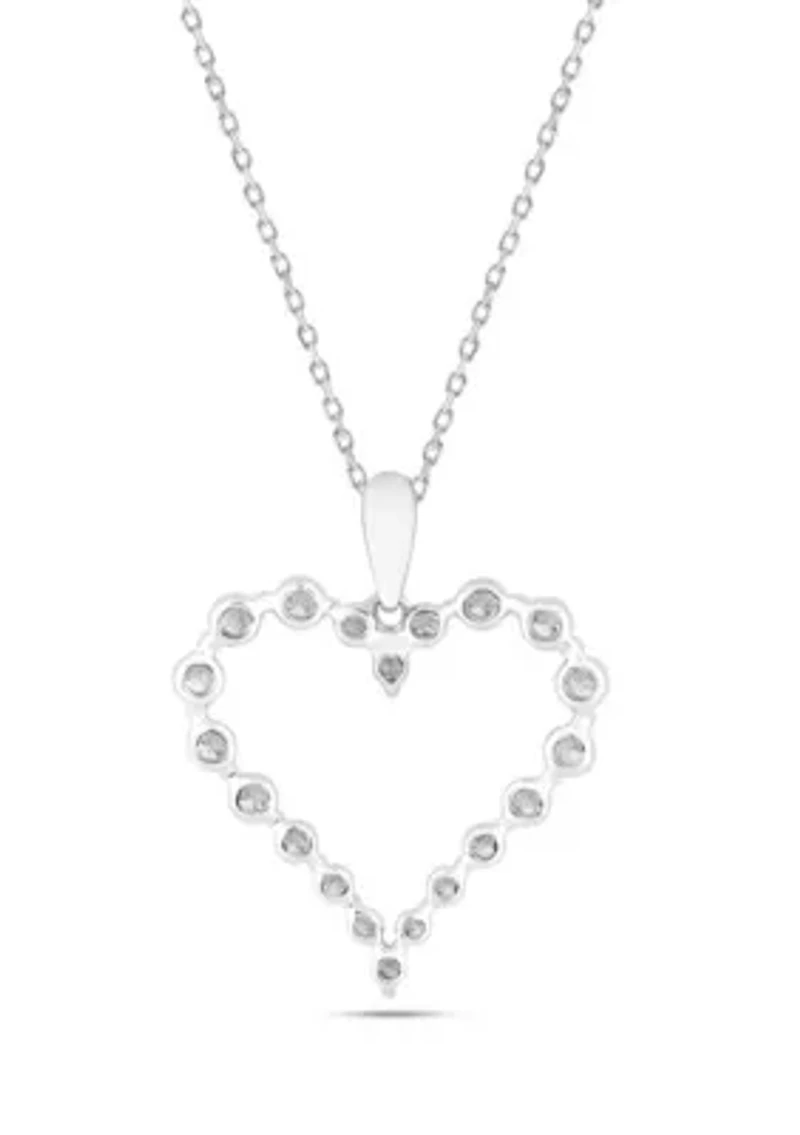 Lab Created 0.75 ct Lab Grown Diamond Heart Pendant in Silver