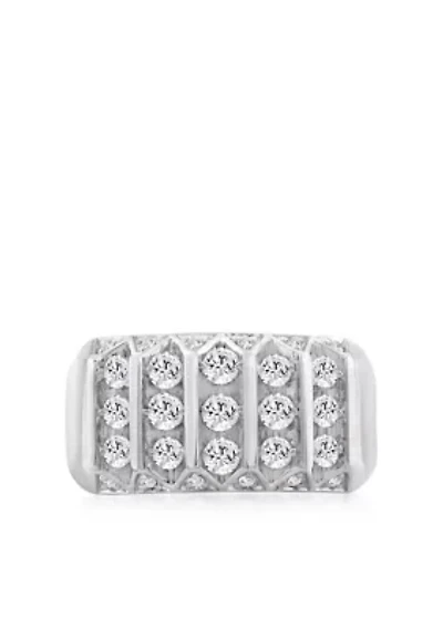 Lab Created ct Lab Grown Diamond Mens Ring in Silver