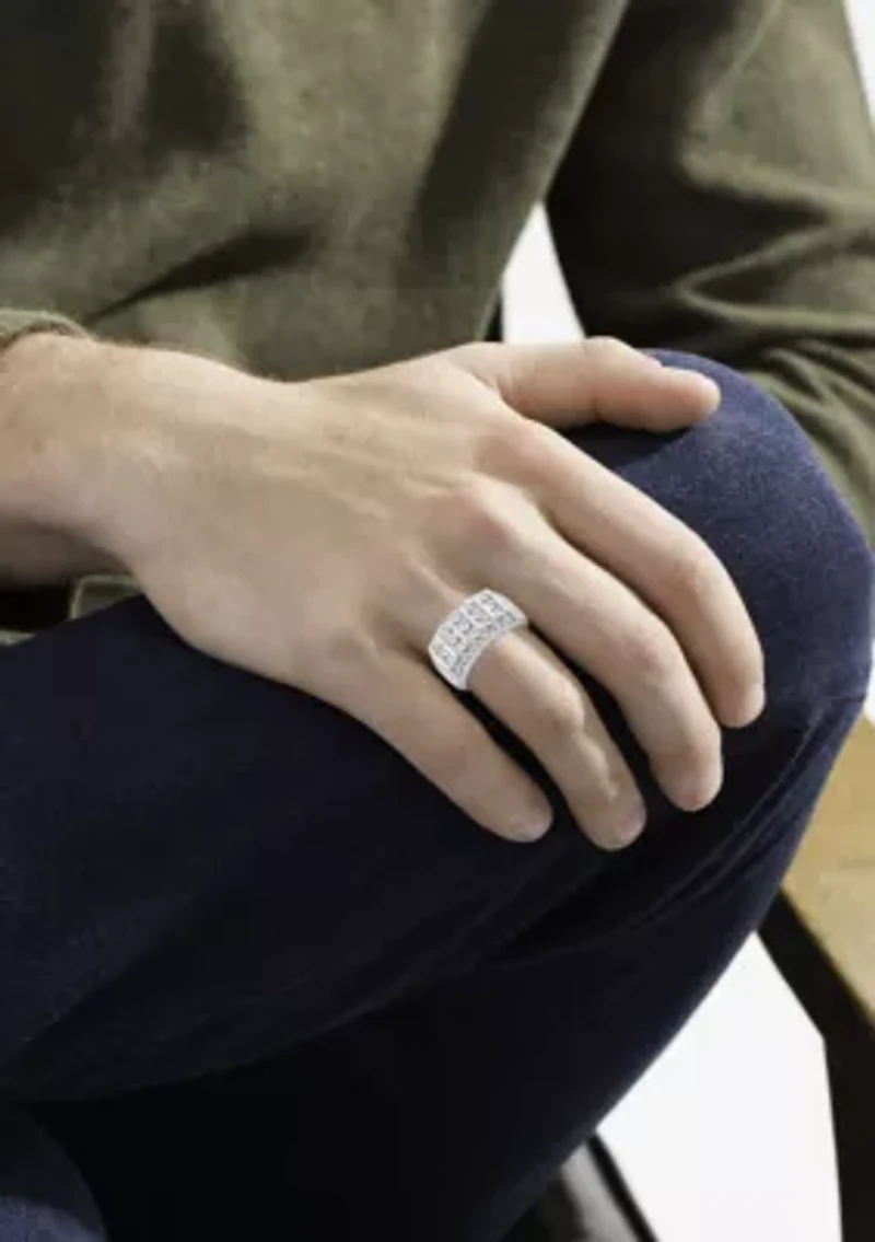 Lab Created ct Lab Grown Diamond Mens Ring in Silver