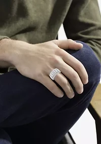 Lab Created ct Lab Grown Diamond Mens Ring in Silver