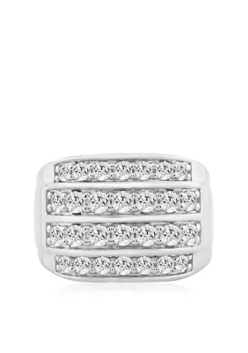 Lab Created 2 ct Lab Grown Diamond Mens Ring in Silver