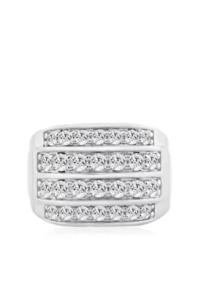 Lab Created 2 ct Lab Grown Diamond Mens Ring in Silver