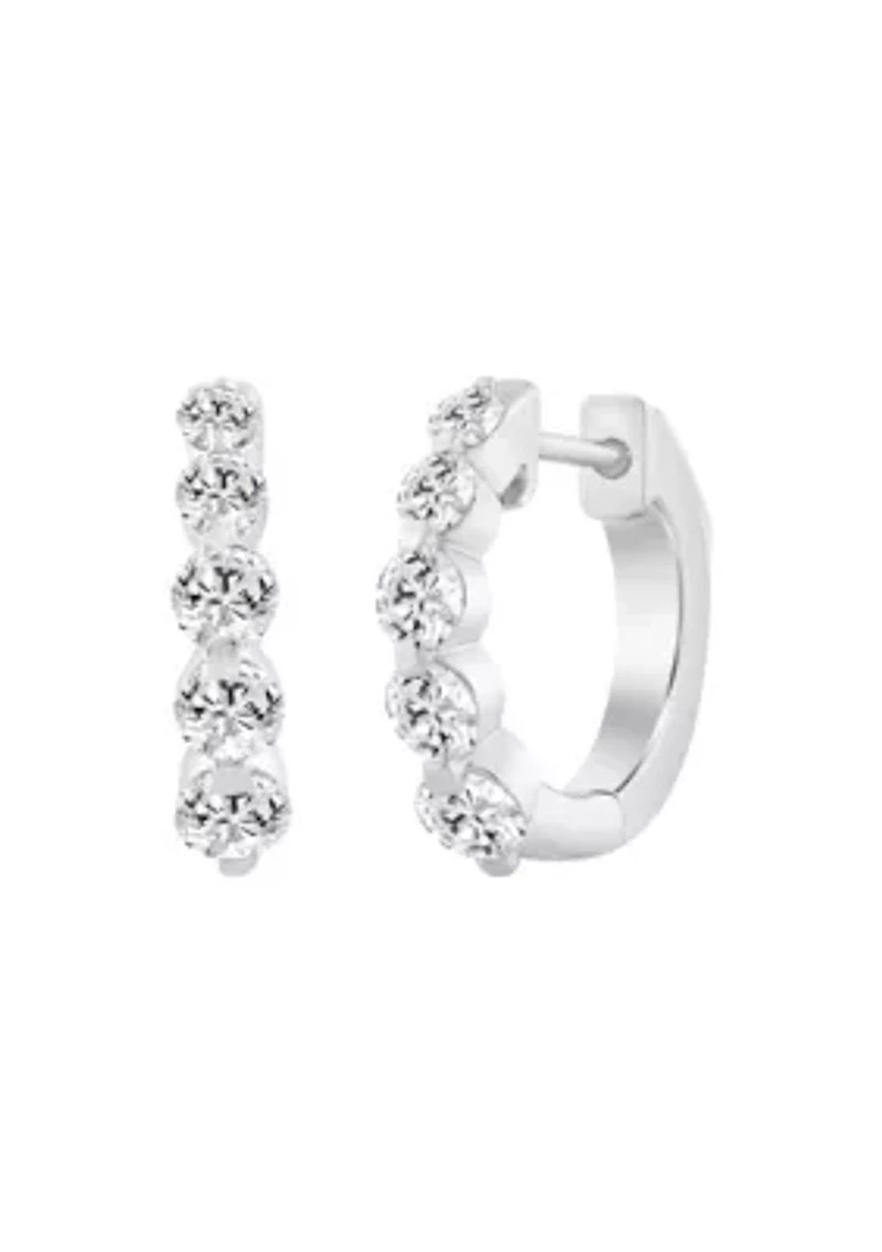 Lab Created 1 ct Lab Grown Diamond Hoop Earring in Silver