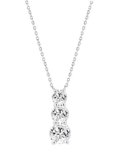 Lab Created 1 ct Lab Grown Diamond 3Stone Pendant in Silver