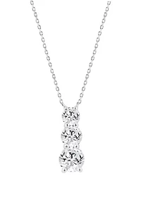 Lab Created 1 ct Lab Grown Diamond 3Stone Pendant in Silver