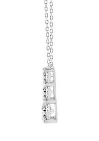 Lab Created 1 ct Lab Grown Diamond 3Stone Pendant in Silver