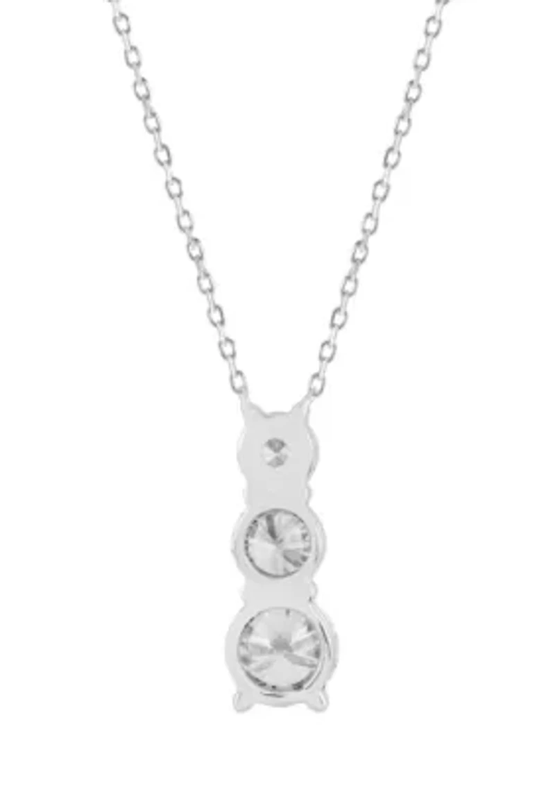 Lab Created 1 ct Lab Grown Diamond 3Stone Pendant in Silver