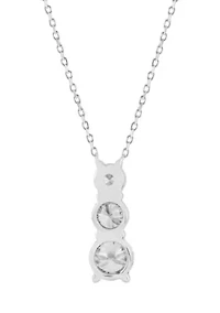 Lab Created 1 ct Lab Grown Diamond 3Stone Pendant in Silver
