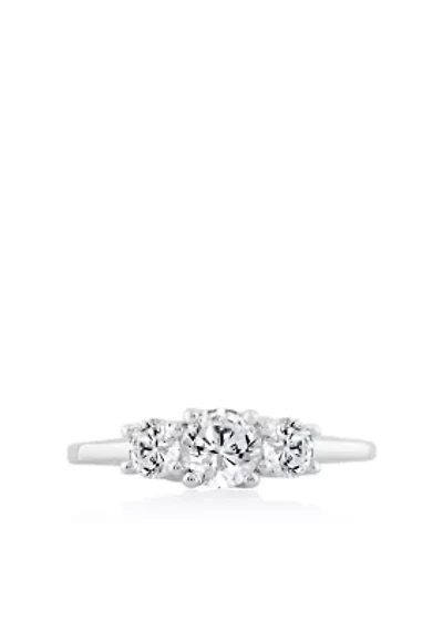 Lab Created 1 ct Lab Grown Diamond 3Stone Ring in Silver