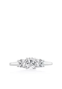 Lab Created 1 ct Lab Grown Diamond 3Stone Ring in Silver