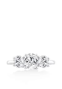 Lab Created ct Lab Grown Diamond 3Stone Ring in Silver