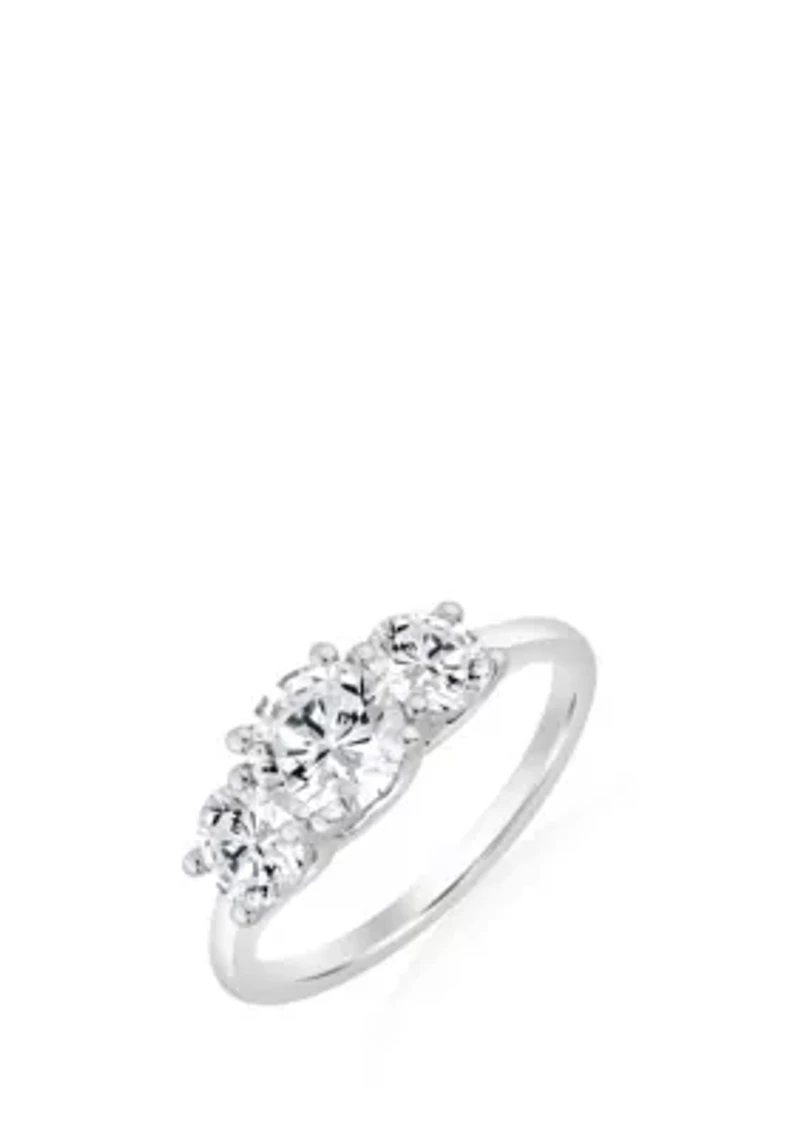 Lab Created ct Lab Grown Diamond 3Stone Ring in Silver