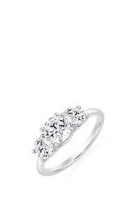 Lab Created ct Lab Grown Diamond 3Stone Ring in Silver