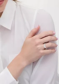 Lab Created ct Lab Grown Diamond 3Stone Ring in Silver