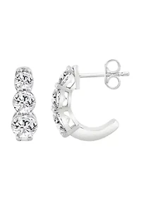 Lab Created ct Lab Grown Diamond 3Stone Earring in Silver