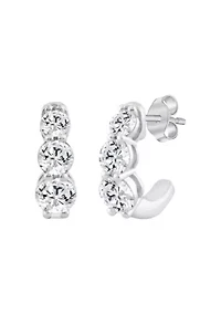 Lab Created ct Lab Grown Diamond 3Stone Earring in Silver
