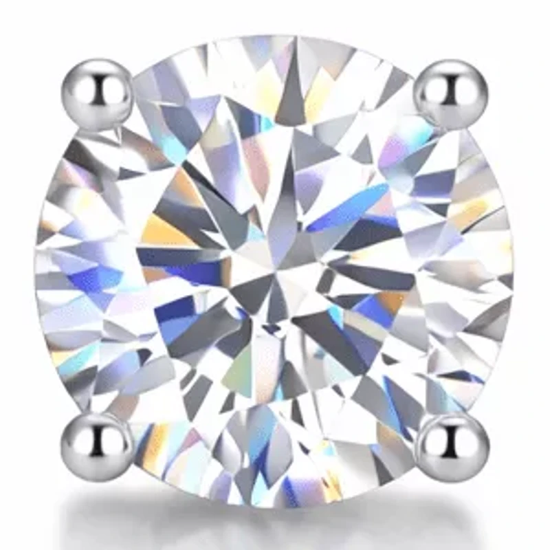 Lab Created Carat Moissanite Diamond Sterling Silver Stud Earrings (1 CTTW