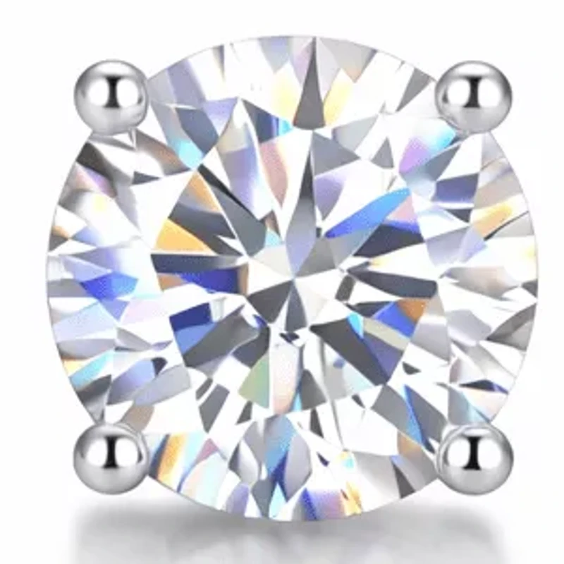 Lab Created 2 Carat Moissanite Diamond Sterling Silver Stud Earrings (4 CTTW)