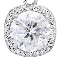Lab Created Sterling Silver Moissanite Halo Drop Huggie Earrings 2 CTTW