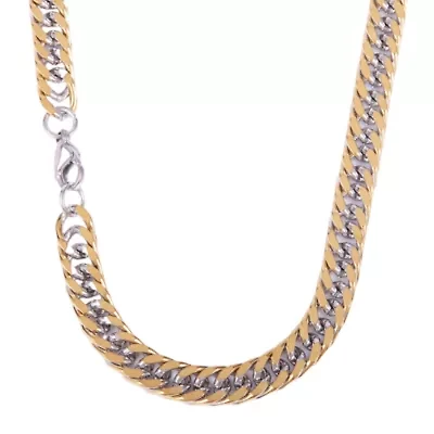 8.5mm Cuban Link Stainless Steel Necklace Bracelet Set (Silver & Gold)