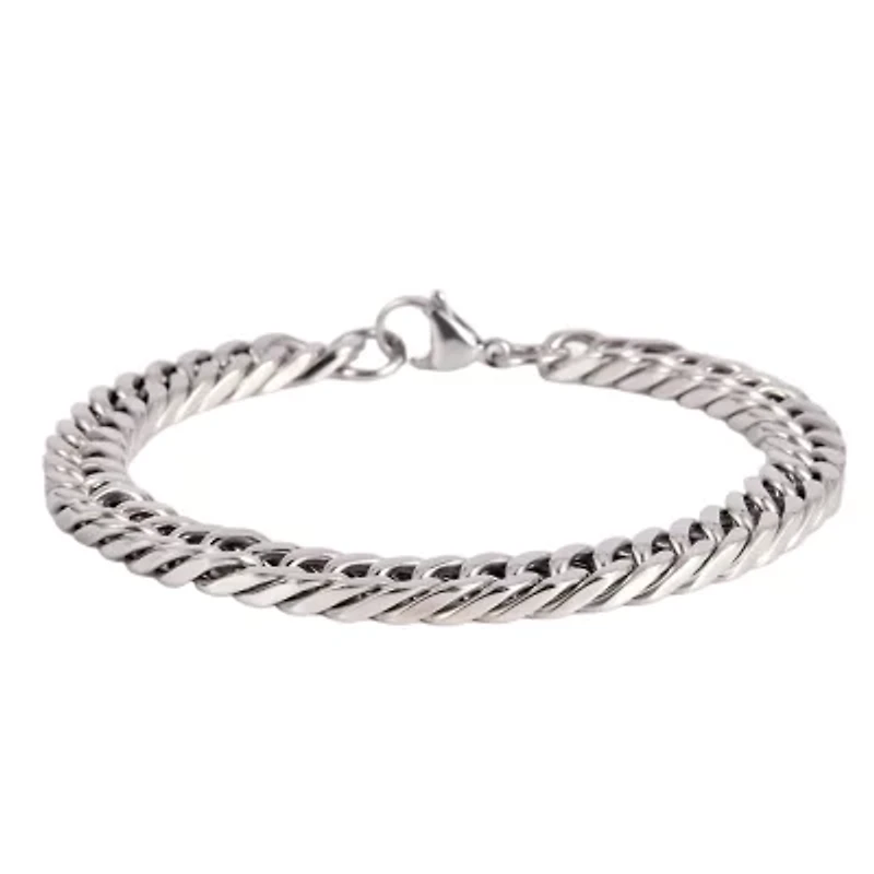 8mm Cuban Link Stainless Steel Bracelet (Silver)