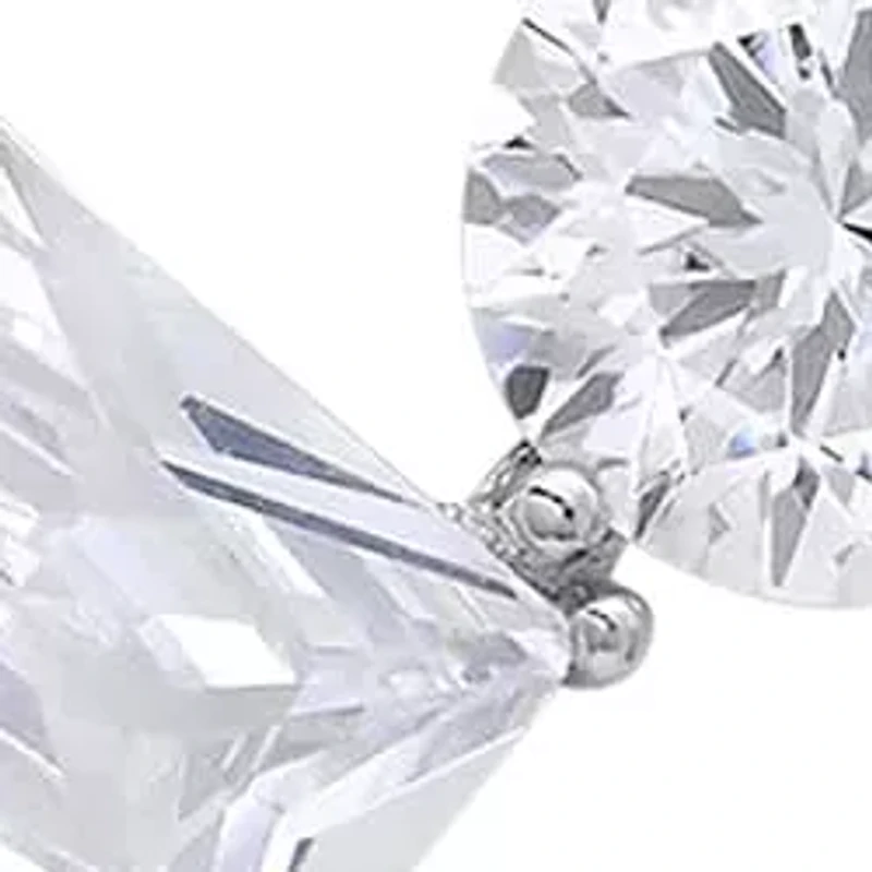 Lab Created Sterling Silver Moissanite Diamond Trio Pendant Necklace 4 CTTW