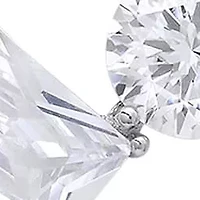 Lab Created Sterling Silver Moissanite Diamond Trio Pendant Necklace 4 CTTW