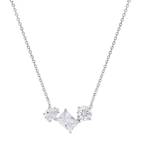 Lab Created Sterling Silver Moissanite Diamond Trio Pendant Necklace 4 CTTW