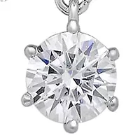 Lab Created Sterling Silver Moissanite Diamond Bow and Round Drop Necklace 0.5 CTTW