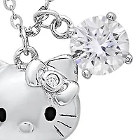 Lab Created Sterling Silver Moissanite Diamond Kitty Charm Necklace 0.5 CTTW