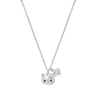 Lab Created Sterling Silver Moissanite Diamond Kitty Charm Necklace 0.5 CTTW