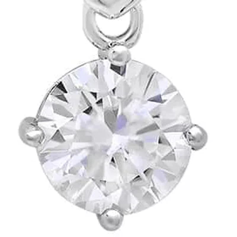 Lab Created Sterling Silver Moissanite Diamond Heart Drop Pendant Necklace 1 CTTW