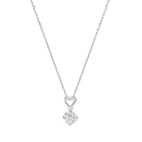 Lab Created Sterling Silver Moissanite Diamond Heart Drop Pendant Necklace 1 CTTW