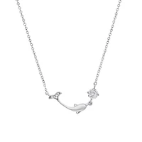 Lab Created Sterling Silver Moissanite Diamond Dolphin Pendant Necklace 0.5 CTTW