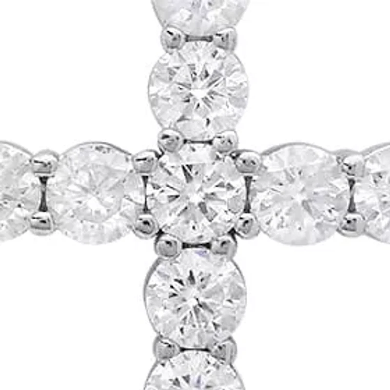 Lab Created Sterling Silver Moissanite Diamond Cross Pendant Necklace 1 CTTW