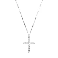 Lab Created Sterling Silver Moissanite Diamond Cross Pendant Necklace 1 CTTW
