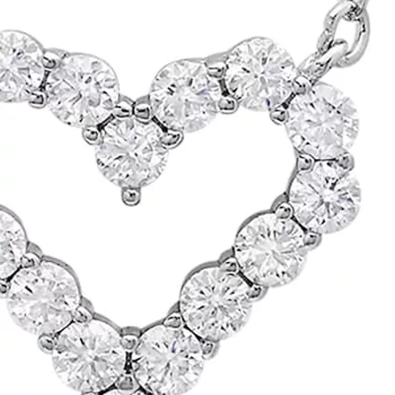 Lab Created Sterling Silver Moissanite Diamond Open Heart Pendant Necklace 0.5 CTTW