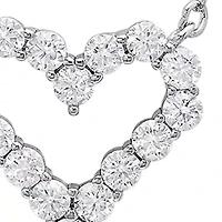 Lab Created Sterling Silver Moissanite Diamond Open Heart Pendant Necklace 0.5 CTTW