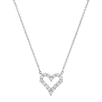 Lab Created Sterling Silver Moissanite Diamond Open Heart Pendant Necklace 0.5 CTTW